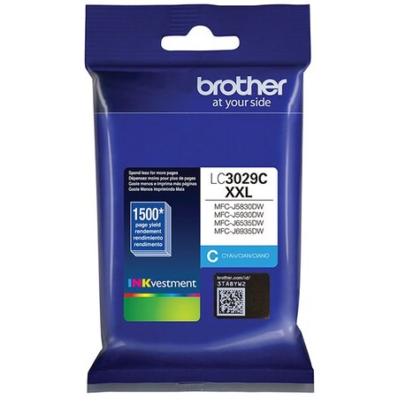 Brother MFC-J5830DW, J6535DW Ultra High Yield Cyan Ink Cartridge, 1,500 Yield LC3029C