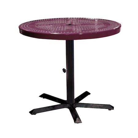 Leisure Craft 36" Round Perforated Pedestal Table, Portable, 30"H, Burgundy 36TAB30-BURGUNDY