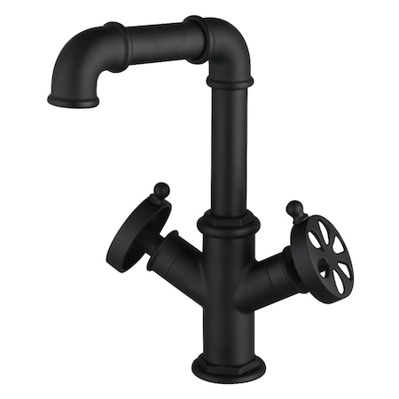 Kingston Brass Two-Handle Single-Hole Bathroom Faucet with Push Pop-Up Drain, Matte Black LS6300RX