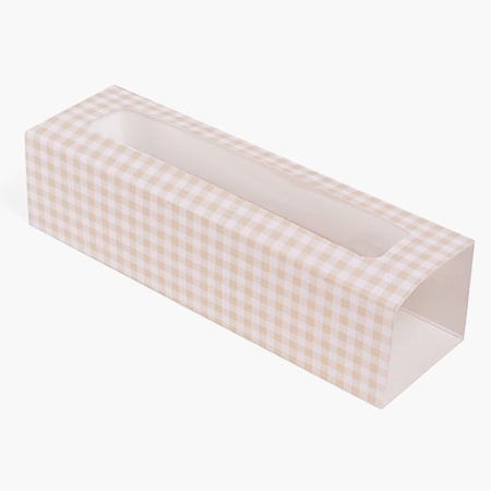 Nashville Wraps Beige Gingham Macaron Cookie Sleeve w/Window, 8.25x2.5x2, 100PK MCSSBG
