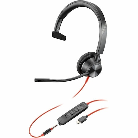 Hp Poly Blackwire 3315 Monaural USB-C Headset +3.5mm Plug +USB-C/A Adapter 8X217AA