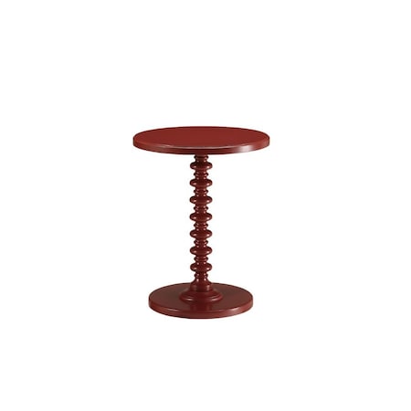 Homeroots 22" Red Solid Wood Round End Table 286296
