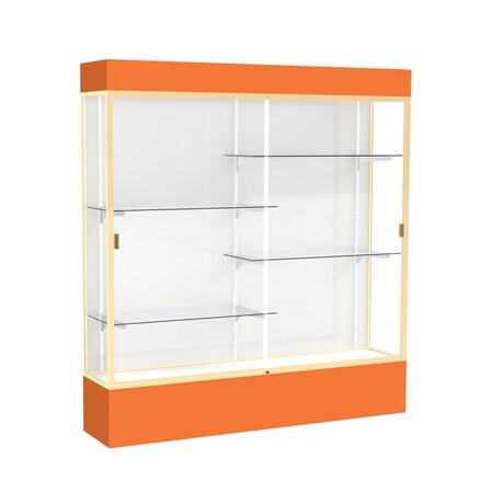 Ghent Lighted Floor Display Case 72x80x16, White, Champange 3176WB-GD-OR