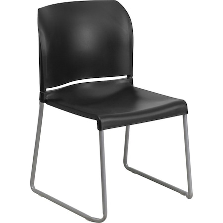 Flash Furniture Black Plastic Sled Stack Chair RUT-238A-BK-GG