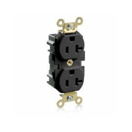 Leviton Straight Blade Receptacle, 5-20R, 20 A, 125V AC, Flush Mount, Self-Grounded M5362-E