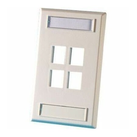 Ortronics 4-PORT FLUSH MOUNT UNLOADED, SINGLEGANG PLASTIC FACEPLATE KSFP4