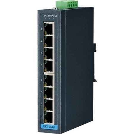 Advantech 8PORT 10/100MBPS UNMANAGED SWITCH -10 60C DIN 12-48VDC INPUT EKI-2528-BE