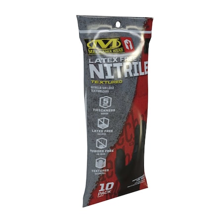 Mechanix Wear D03-05, Disposable Gloves, 5 mil Palm, Nitrile, Powder-Free, XL, 10 PK, Black D03-05-011-010