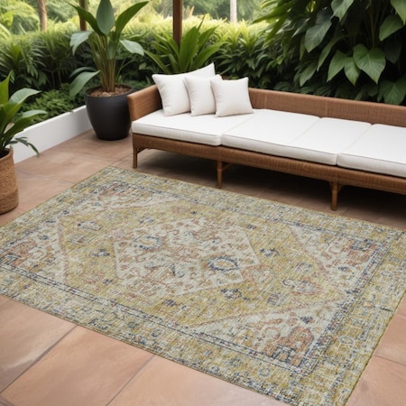 Homeroots 9' X 12' Wheat Terra Cotta And Black Oriental Washable Indoor Outdoor Area Rug 603801