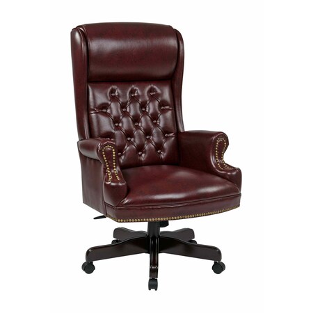 Office Star Exec Chair, Vinyl, Brown, 20-23" Seat Ht TEX228-JT4