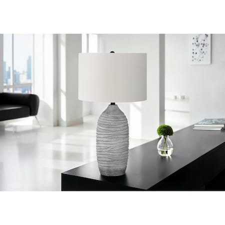 Monarch Specialties Lighting, 27 in.H, Table Lamp, Grey Resin, Ivory / Cream Shade, Modern I 9723