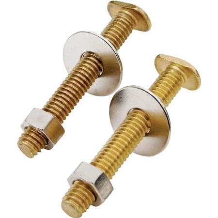 Prosource Bolt Set, Brass, For Use to Attach Toilet to Flange 8045