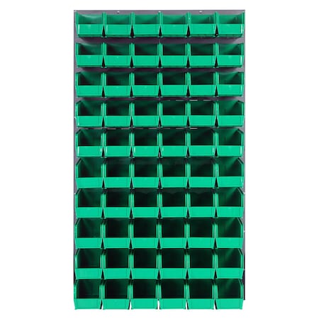 Quantum Storage Systems 36X61 GRAY LOUVERED PANEL WITH BINS GREEN QLP-3661-230-60GN