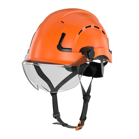 Defender Safety H2-CH Safety Helmet w/ Clear Visor - Type 2 Class C, ANSI Z89 and EN12492 rated, Orange H2-CH-05V