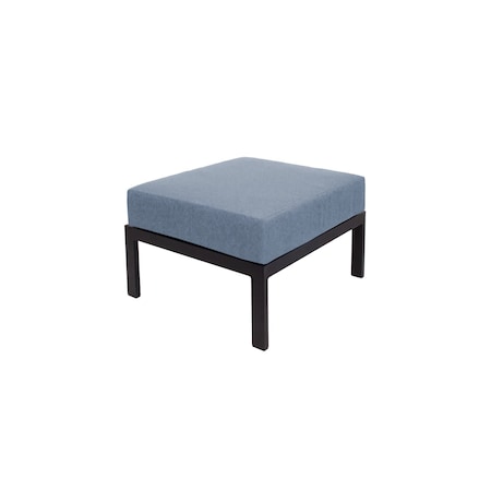 Bfm Seating Belmar Outdoor Ottoman with Sunbrella Cushion, Sand Black Frame PH6106BL-14059