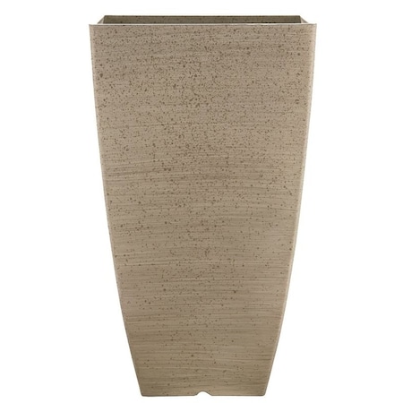 Southern Patio Newland Planter, 21 in H, Square, Plastic/Resin, White, Stone Aesthetic HDR-091684