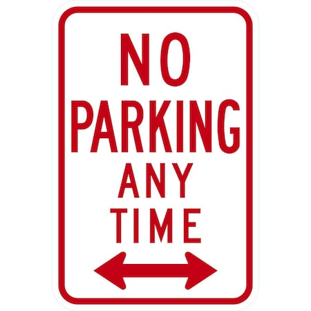 Lyle No Parking Any Time (both direction arrow), 12x18, Engineer Grade, White G-3735-EG_12x18