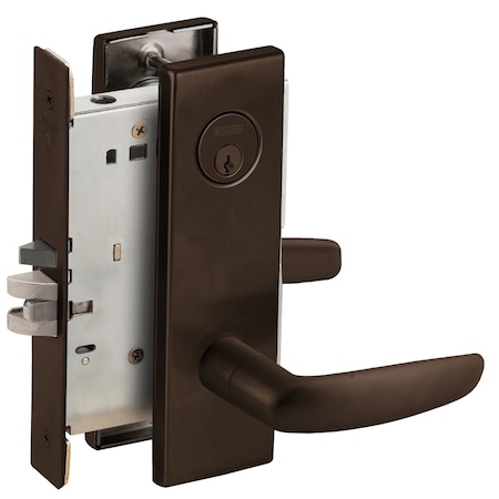 Schlage Grade 1 Mortise Entrance Office Lock, Conventional Cylinder, 07 Lever, N Escutcheon, Dark Oxidized L9050P 07N 613
