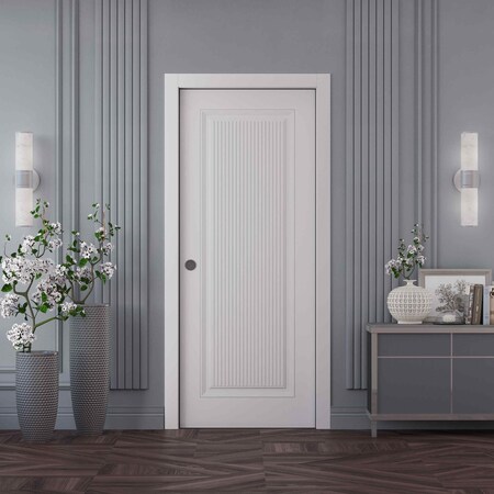 Sartodoors Sliding Pocket Door 24x96 inches White Solid Core Modern Interior ROYAL9888PD-EMAL-2496