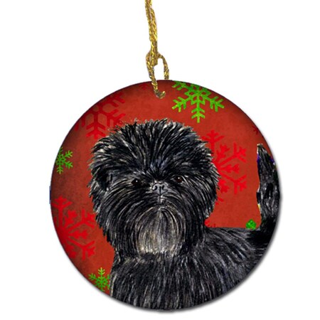 Carolines Treasures Affenpinscher Red Snowflakes Holiday Christmas Ceramic Ornament SS4718-CO1