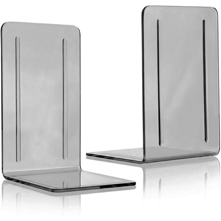 Acrimet Clear Plastic Bookends 1 Pair, Book Holder (Clear Smoke), 2PK 290.2