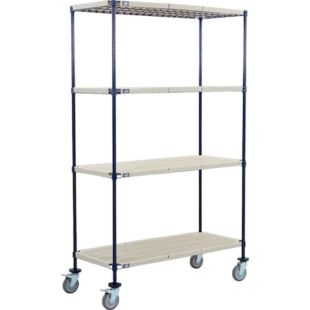 Global Industrial Nexel 4 Shelf Truck, Nexelite, 48"W x 18"D x 80"H, Polyurethane Swivel Casters, 2 Brake B2381903