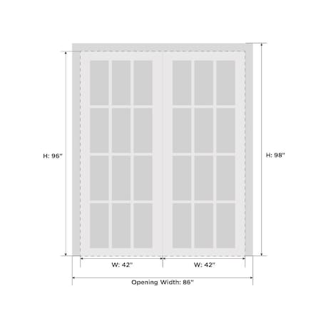 Sartodoors Double French Interior Door, 84" x 96", White QUADRO4117DD-WS-8496