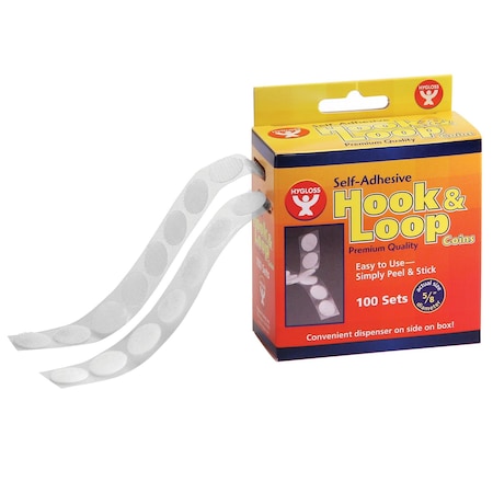 Hygloss Products Self-Adhesive Hook & Loop Coins, 5/8", 100PK 45210