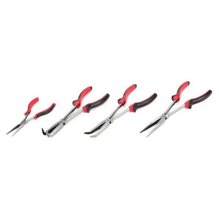 Performance Tool 4 pc. Long Nose Plier Set, Bent Nose Pliers, Needle Nose, Cushion Grip W30714