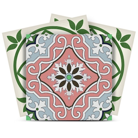 Homeroots 5" X 5" Vintage Green And Taupe Mosaic Peel And Stick Removable Tiles 390874