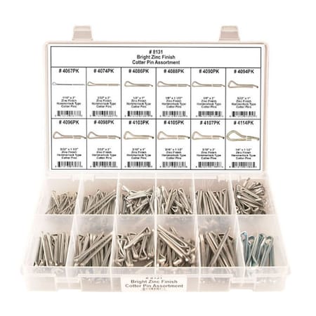Disco Automotive Hardware ZINC FINISH COTTER PIN ASSORTMENT, 100PK 8131