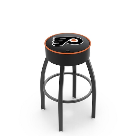 Holland Bar Stool Co 25" Philadelphia Flyers Cushion Seat, Blk Wrinkle Base Swivel Bar Stool L8B125PhiFly-B