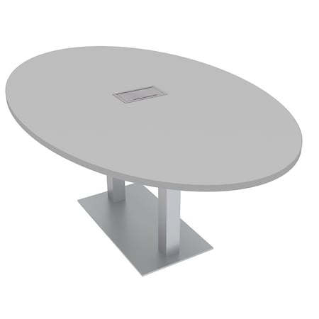 Skutchi Designs Oval Conference Table With Power, 48 in W, 84 in L, Grey HAR-OVL-48X84-DOU-U779-ESIL