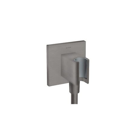 Axor ShowerSolutions Wall Outlet with Handshower Holder, Square in Brushed Black Chrome 36734341