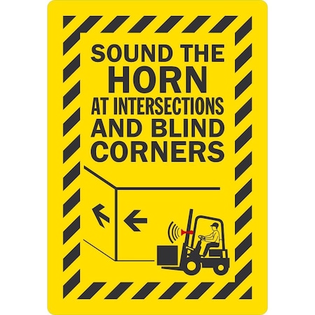 Lyle Sound The Horn At Intersections And Blind Corners, 3.5x5, Non-Reflective, Yellow G-14612-ND_3.5x5
