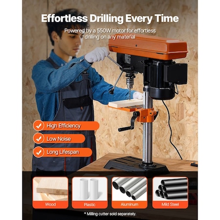 Vevor 10in Benchtop Drill Press Tabletop Drilling Machine 610-2800RPM Adjustable 25013B