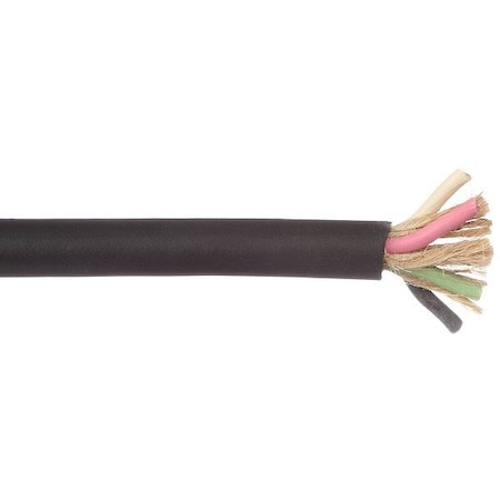 Portable Cord, SOOW, 18 AWG, 4 C, Black, Thermoset, Stranded, 600 V, Outdoor, 10 ft
