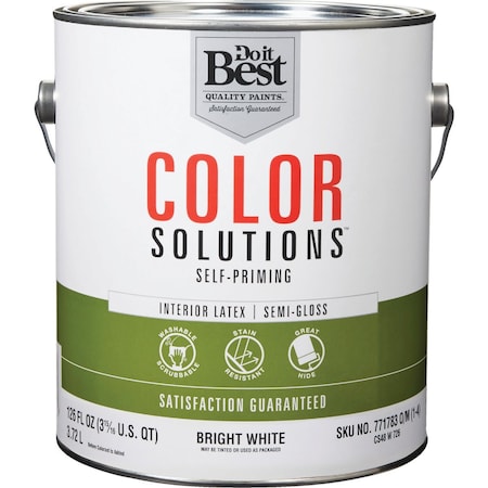 Do It Best Color Solutions Latex Self-Priming Semi-Gloss Interior Wall Paint Bright Wht 1 Gal. CS48W0726-16