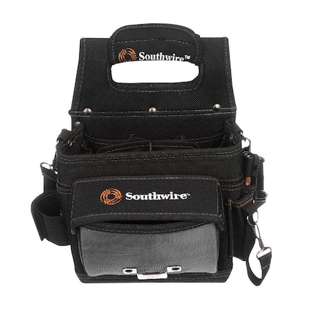 Southwire Electrician's Shoulder Pouch, 16-Pocket, Polyester, Black, 8-1/2 in W, 6 in H, 12 in D BAGESP