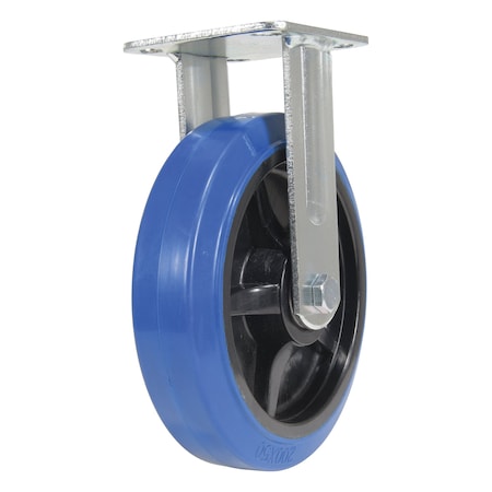 Vestil Elastic Rubber Rigid Caster 8 In. Diameter x 2 In. Width 770 Lb. Capacity Blue/Black CST-BB-8X2ER-R