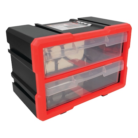 Performance Tool 2-Drawer Storage Bin, Interlocking, Transparent Drawers, Wall Mount W5910