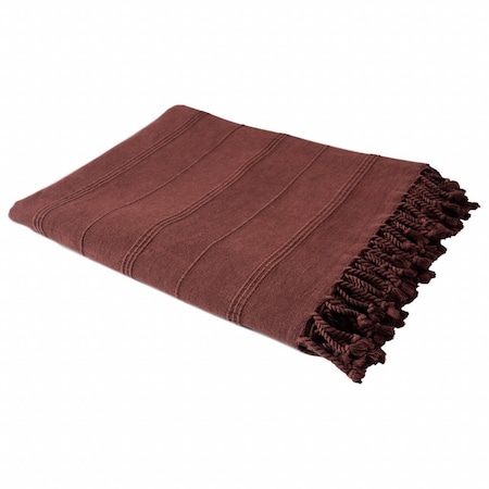 Homeroots Red Woven Cotton Striped Throw Blanket 516616