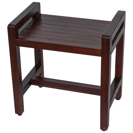 Homeroots 21" X 20" Dark Brown Solid Wood Rectangular Shower Bench 383309