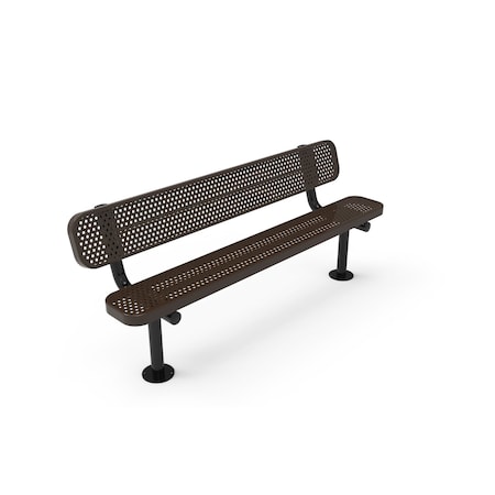 Mytcoat 6ft Outdoor Bench with Back, Surface Mount, Brown, Punched Steel, Industry Standard Coating 804158