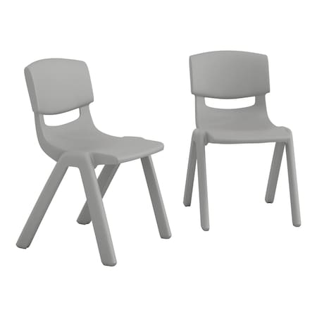 Flash Furniture Plastic Stacking School Chairs with 12 in Seat Height in Soft Gray, 2PK 2-YU-YCX-001-SFTGY-GG