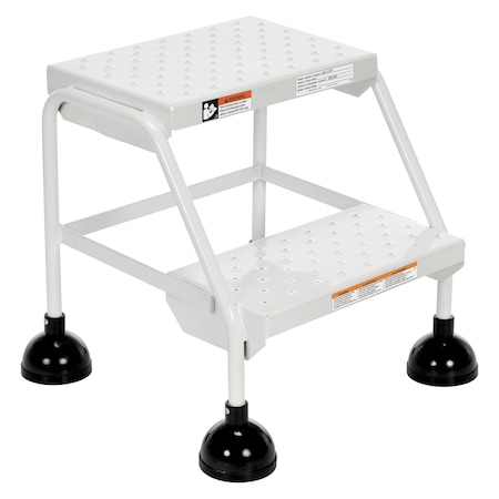Vestil 18.5 H Steel Commercial Spring Loaded Rolling Ladder, 2 Steps LAD-2-W-P