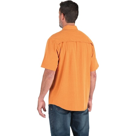 Berne Flex180 Mens Large Heathered Dusty Orange UPF Button Down Short Sleeve Shirt SH32HDOR440