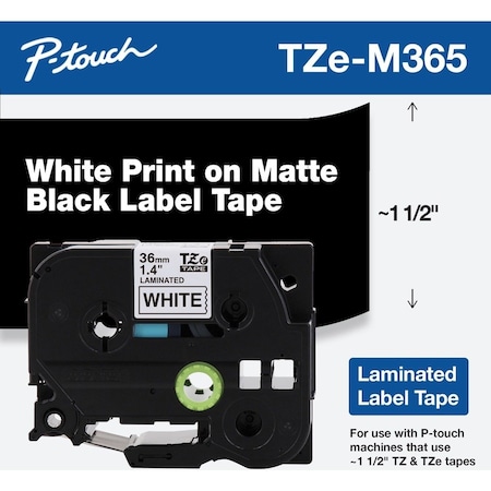 Brother Label/RibbonCartridge, Black, 1-13/32inW TZeM365