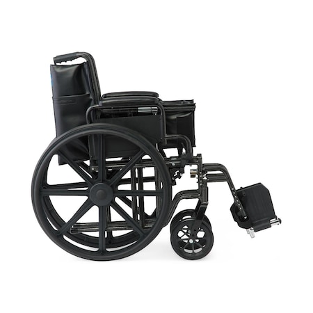 Medline 16in Wide K1 Basic Vinyl Wheelchair with Swing-Back Desk-Length Arms and Swing-Away Footrests K1166V22S