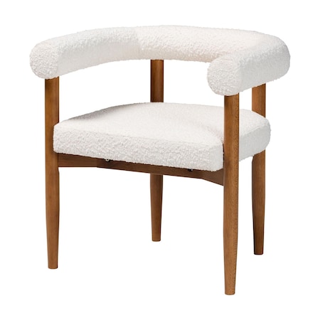 Baxton Studio Caia Boucle Dining Chair - Modern Upholstered Accent Armchair, Cream, Minimalist Design 259-14202-ZORO